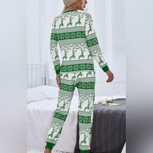 Green and White Reindeer Pajama Set